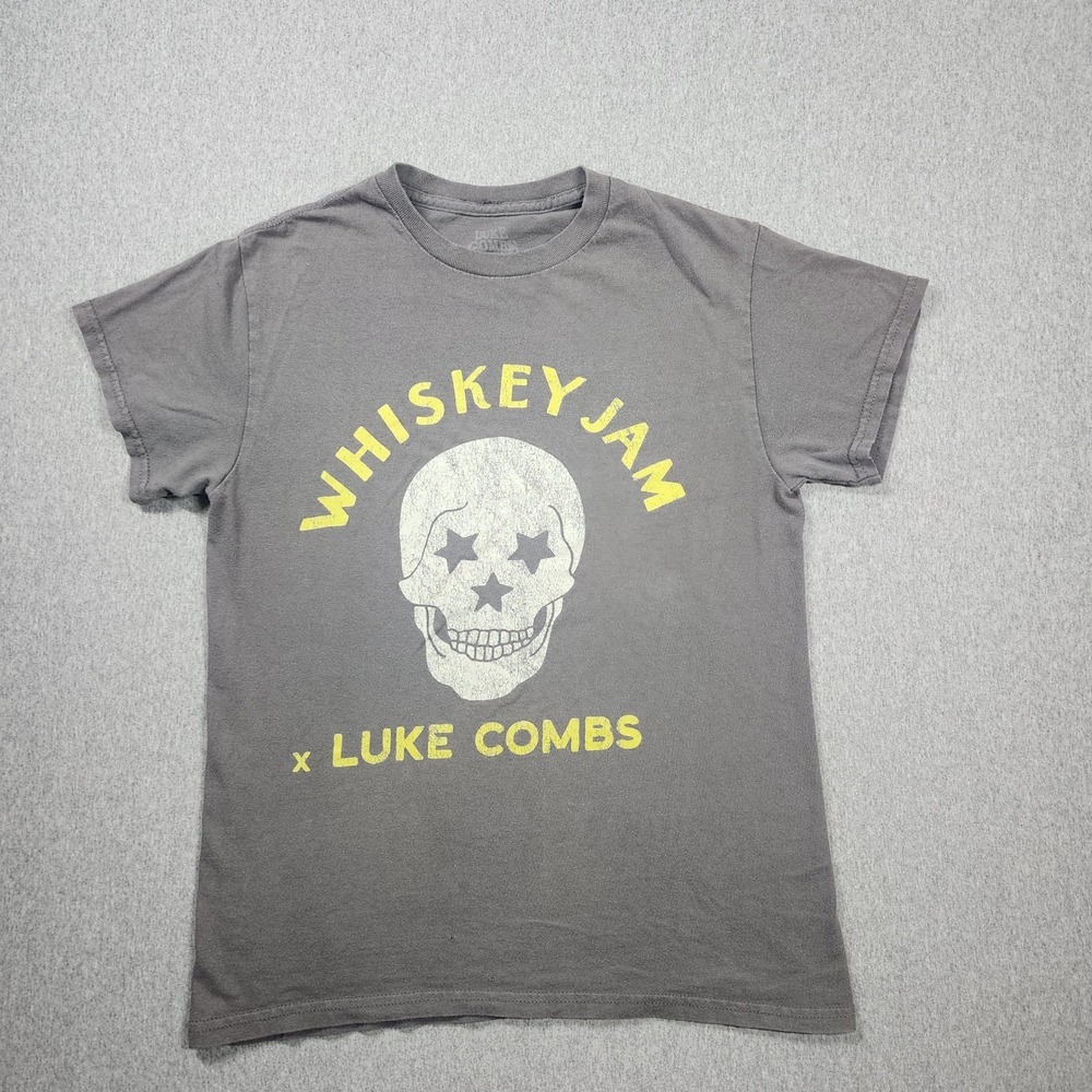 Luke Combs Whiskey Jam T-Shirt Mens Small Gray 2023 World Tour Bootleggers Skull